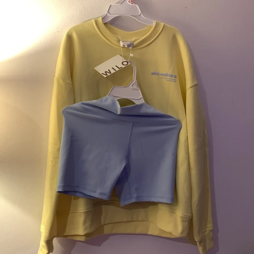 Wilo 2PK Crew Sweat Shirt (Yellow/Blue) Set